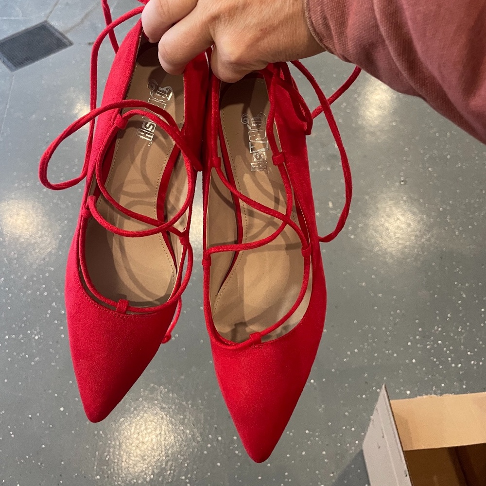 Red high heels.